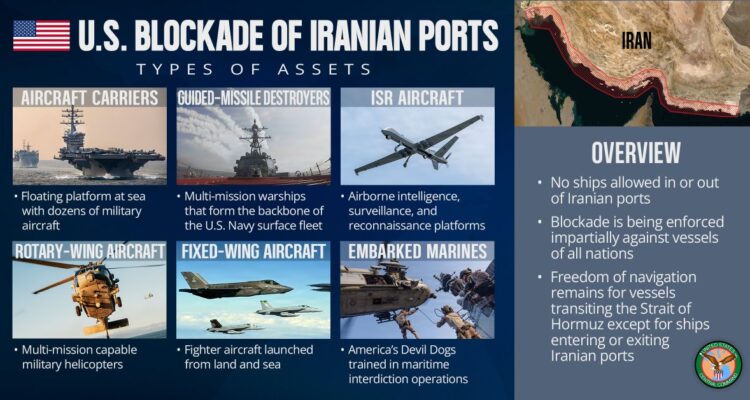 CENTCOM reveals massive force enforcing blockade of Iranian ports
