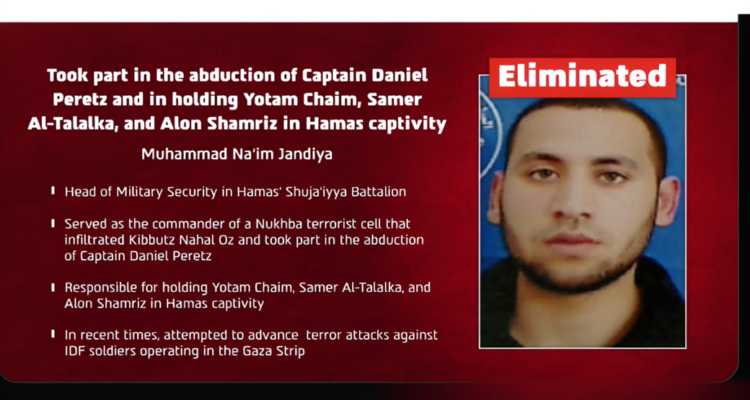 IDF says Hamas commander involved in Oct. 7 attack and hostage captivity killed in Gaza