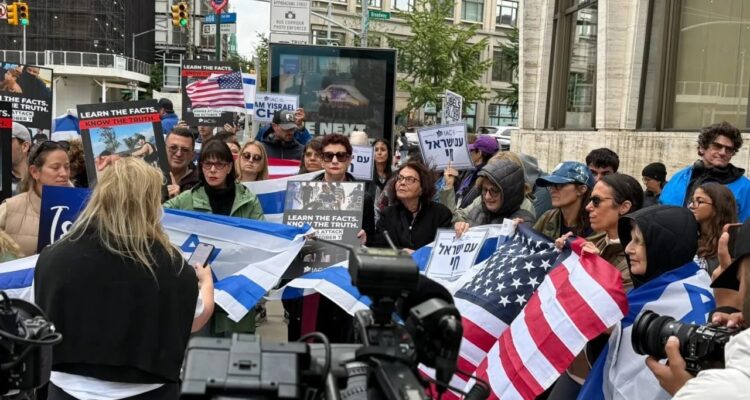 IAC counters ‘NAZA’ premiere with rally, Oct. 7 footage outside NY’s Lincoln Center