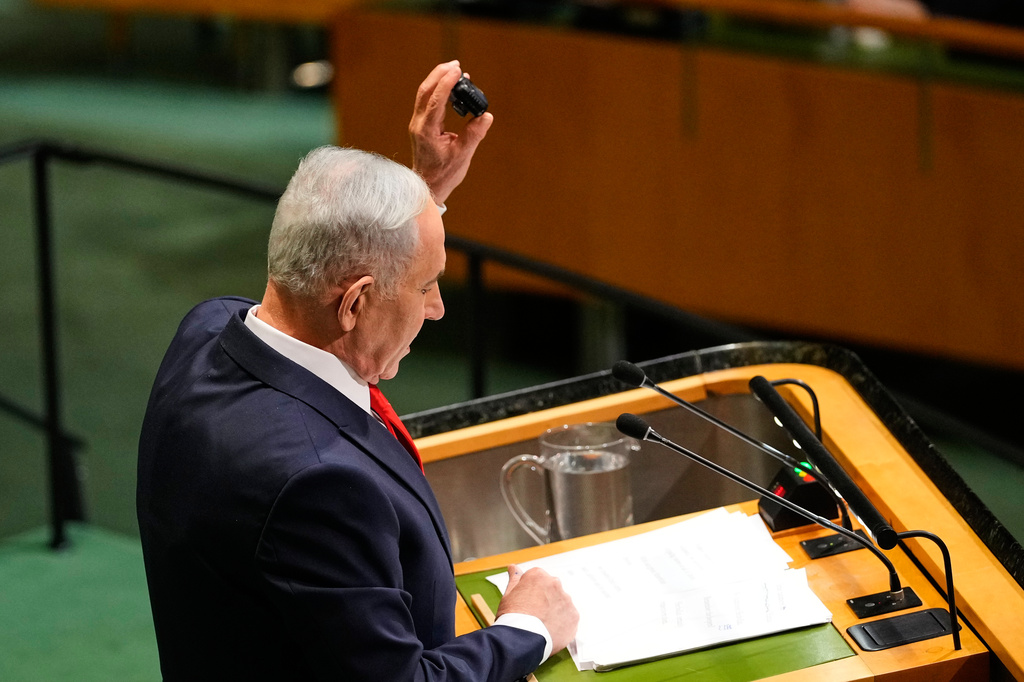 WATCH: Netanyahu triumphantly displays pager at United Nations